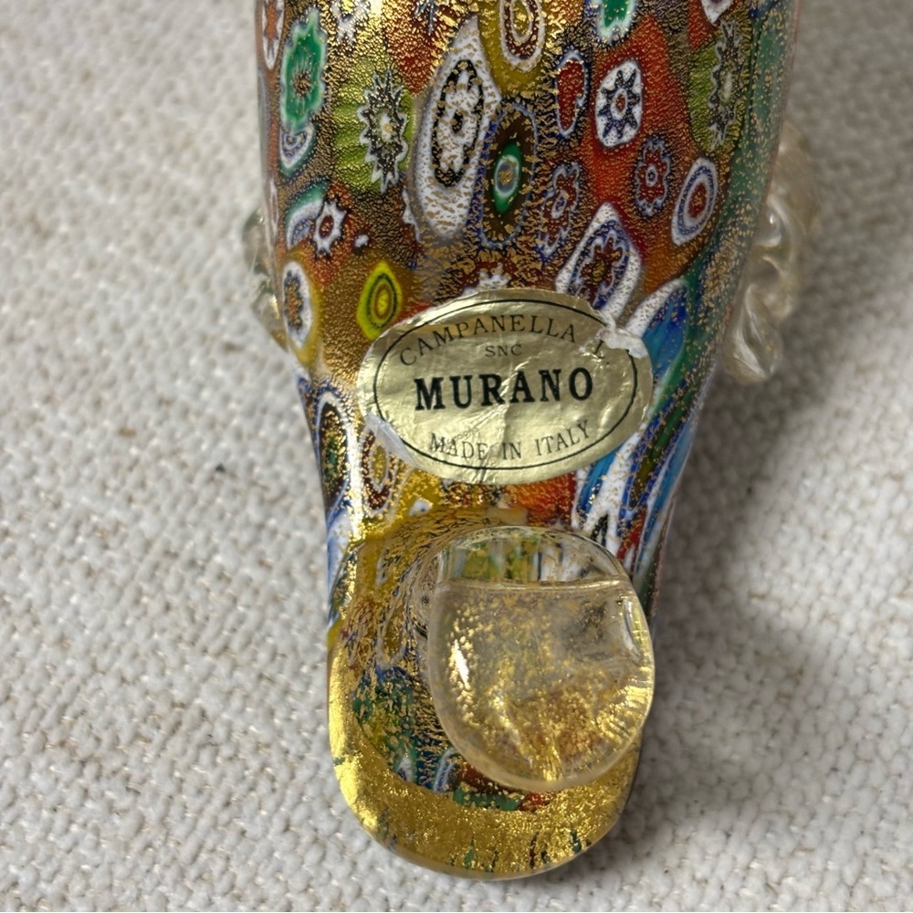 GlassOfVenice Murano Glass Golden Quilt Millefiori Slipper - Picture 6 of 8